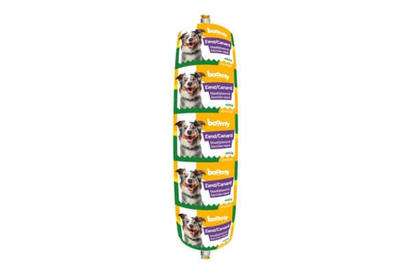 De maaltijdworst biedt een complete, glutenvrije en natuurlijk voeding. Mono-proteïne voor gevoelige honden. Beschikbaar in 400g en 800g.