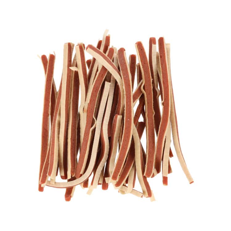 Deze heerlijke zachte strips met vis zijn verkrijgbaar in de smaken kip, eend en lam. De snacks zijn glutenvrij en zonder toegevoegde suikers.