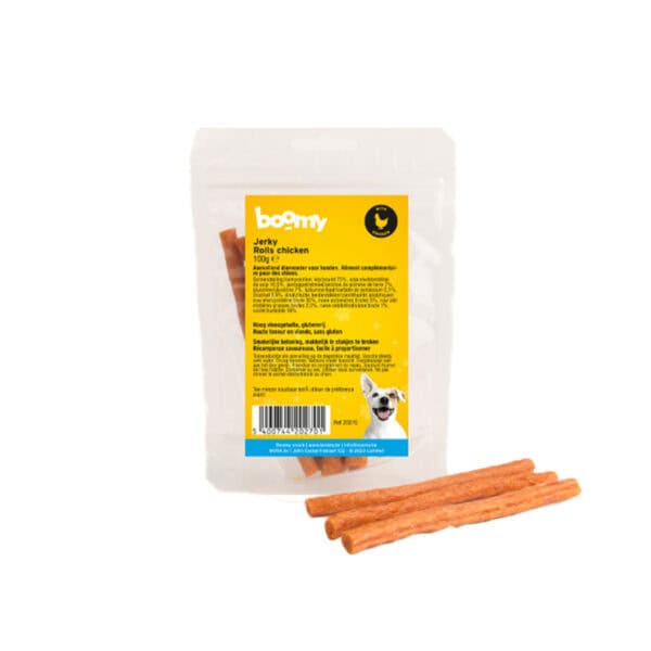 Zachte, ronde Jerky rolls hebben een hoog vleesaandeel van maar liefst 80%. Deze vleessnacks zijn verkrijgbaar in zes smaakvarianten, in 100-300-500g.
