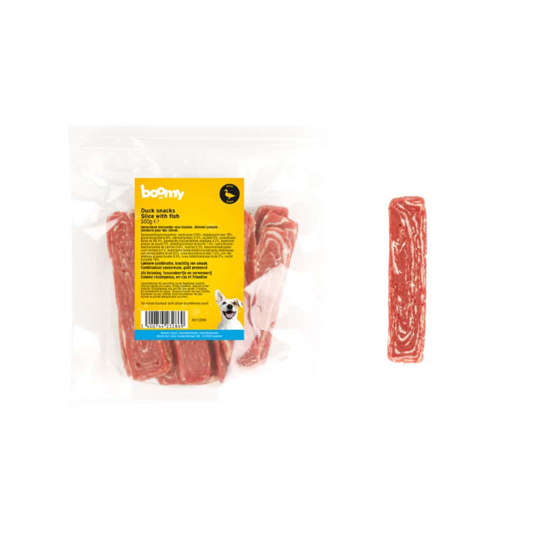 De eend strips met kabeljauw zijn zachte strookjes van 3 x 13cm gemaakt uit hoogwaardige eend en kabeljauw. Per 500g in hersluitbare verpakking verpakt.