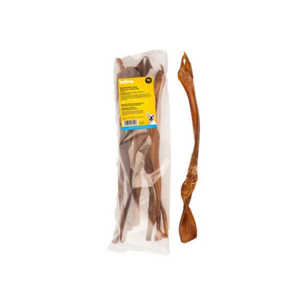 De paardenhuid sticks van 40-50cm zijn de perfecte kauwsnacks voor middelgrote tot grote hondenrassen. Verpakt in hersluitbare verpakking van 250g.
