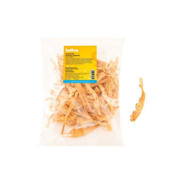 De 100% natuurlijke lamskophuid is de perfecte kauwsnack! Met een lengte van 15cm zijn deze smalle reepjes geschikt voor alle middelgrote tot grote rassen.