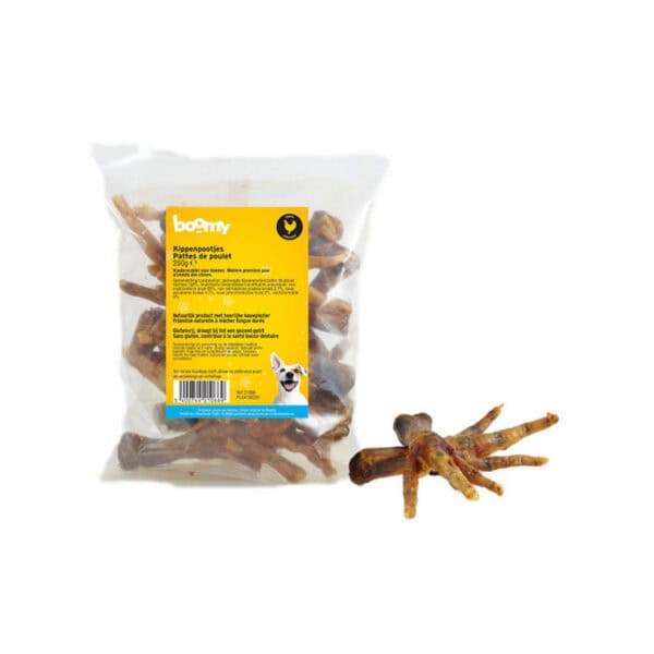 De naturel kippenpoten zijn de ideale kauwsnack voor jouw hond! 100% natuurlijk gedroogd en zonder toevoegingen. Geschikt voor alle rassen en leeftijden.