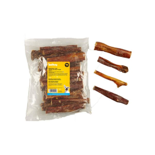 Rundvlees rond is 100% natuurlijke kauwsnacks gemaakt van puur gedroogd rundsvlees. De snack is rijk aan eiwitten en geschikt voor langdurig kauwplezier!